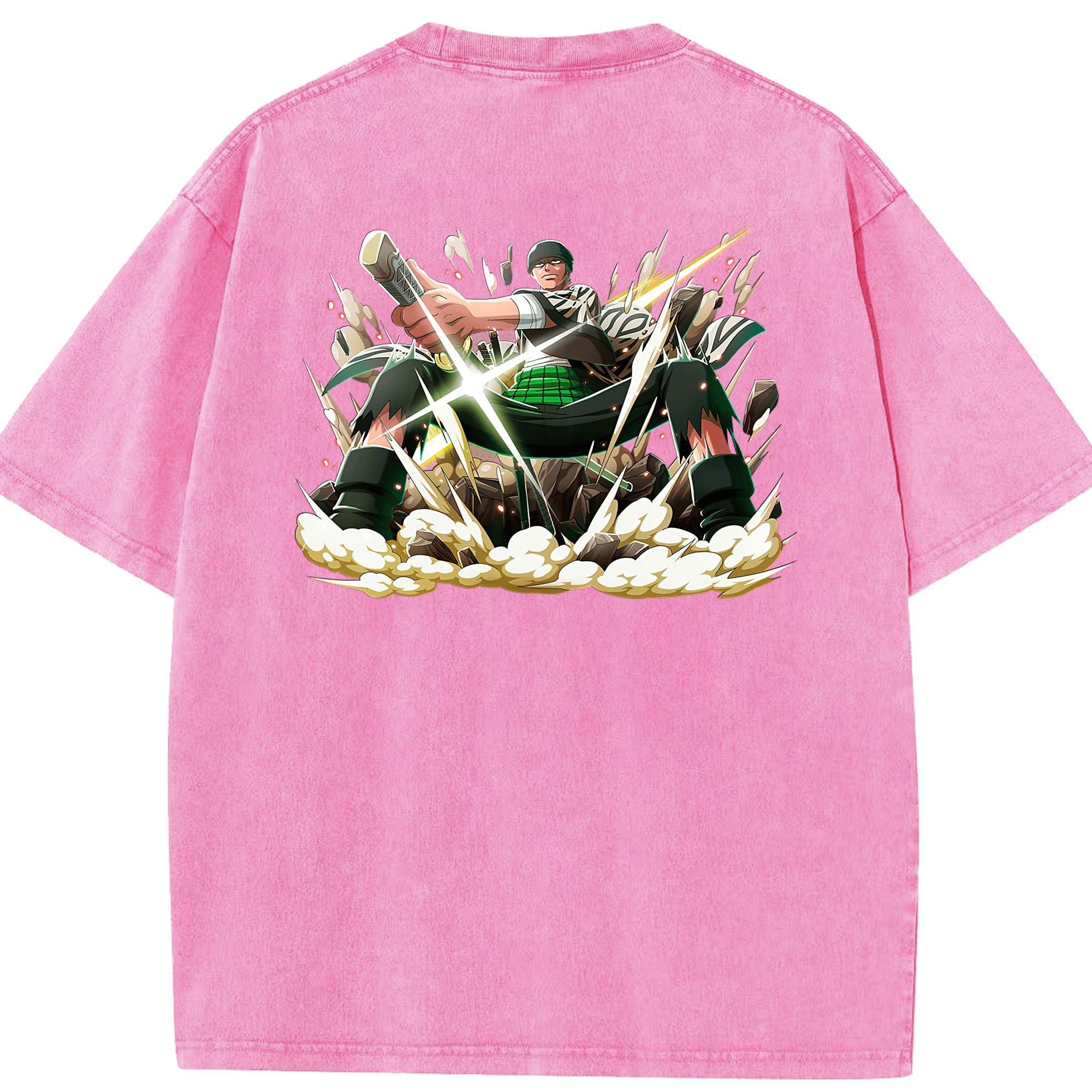 ワンピース ロロノア・ゾロ ONE PIECE Roronoa Zoro 綿100% ヴィンテージ風 半袖Tシャツ（背面プリント）